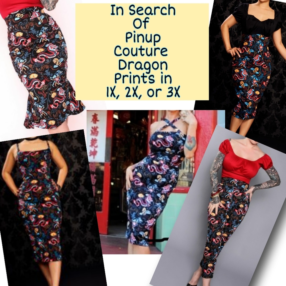 ISO Pinup Couture Dragon Print Items 2x3x